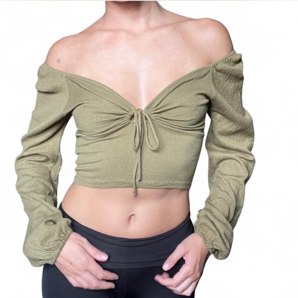 Olive Green Off-Shoulder Women's Top